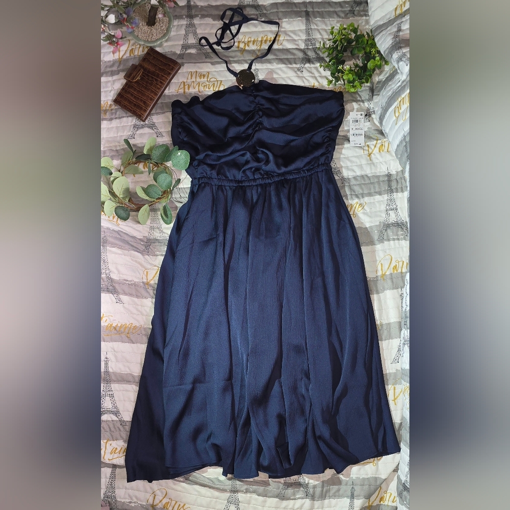 INC International Concepts Strapless Navy Dress